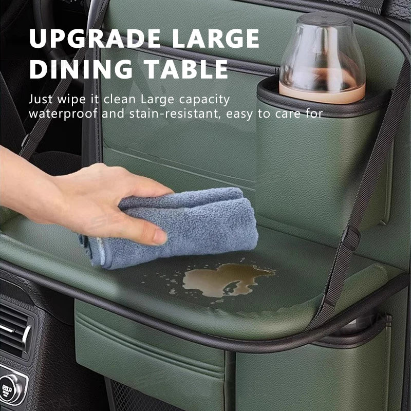 SEAMETAL Car Seat Back Storage Bag Large Capacity Multi-Pocket Backseat Organizer Foldable Dining Table Tablet Tray Hanging Bag